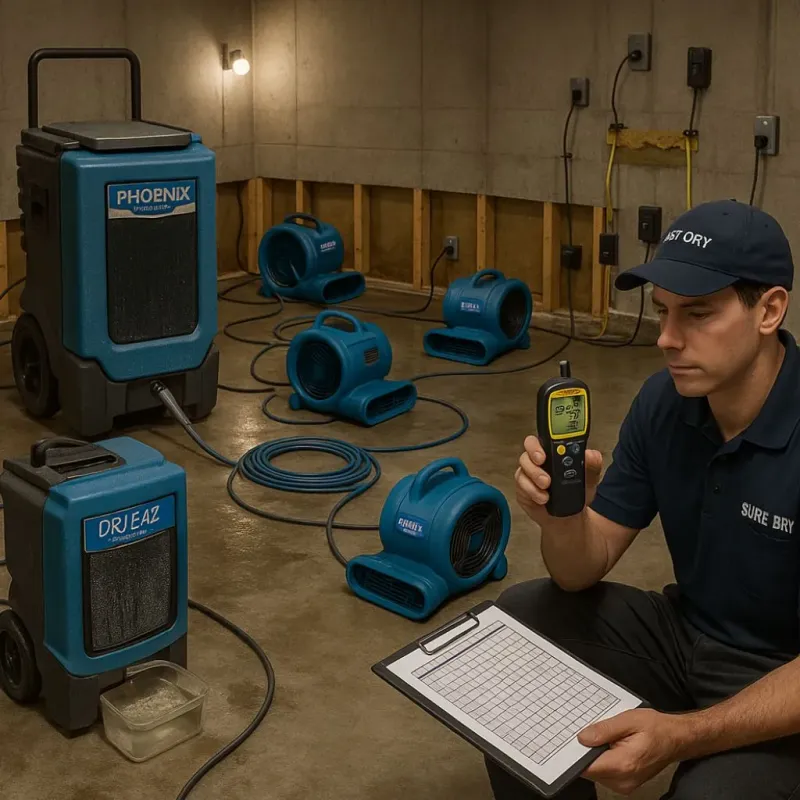 Structural Drying and Dehumidification process in Cactus, TX